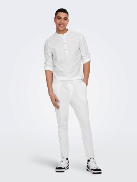 Only & Sons Caiden Ls Halfplackt Linen Shirt Heren