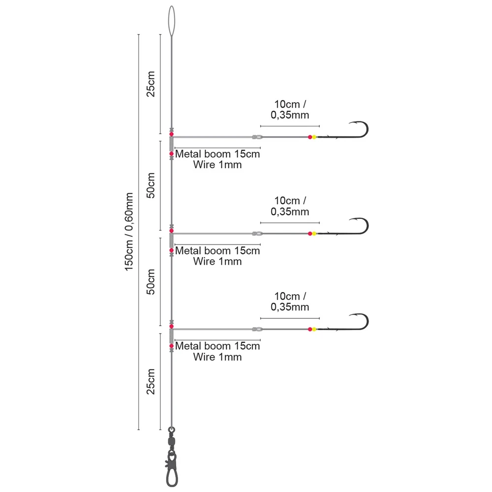 Spro Saltwater Salt Rig Metal Boom Worm 2 0.60/0.35Mm 150Cm