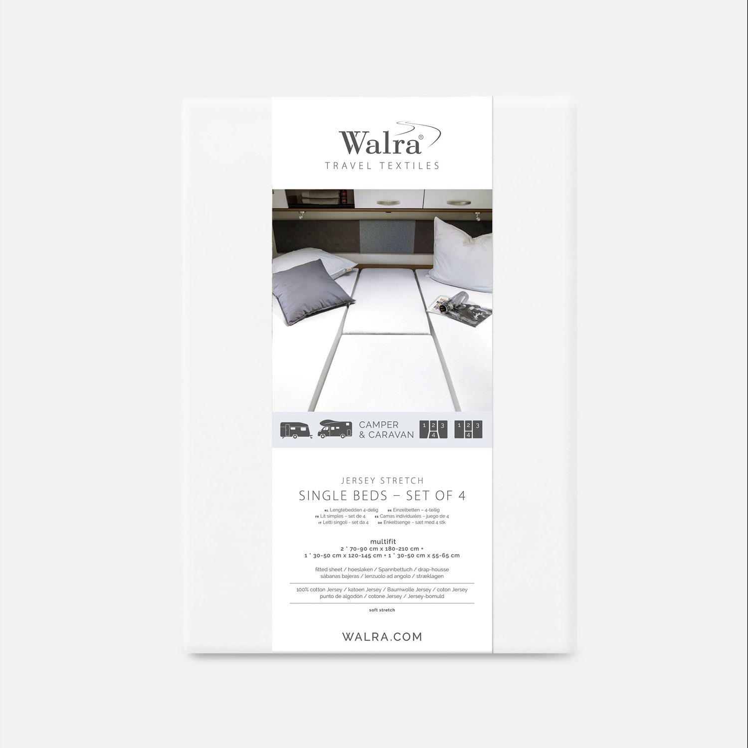 Walra Jersey Hoeslaken Stretch 4-Delige Set Wit