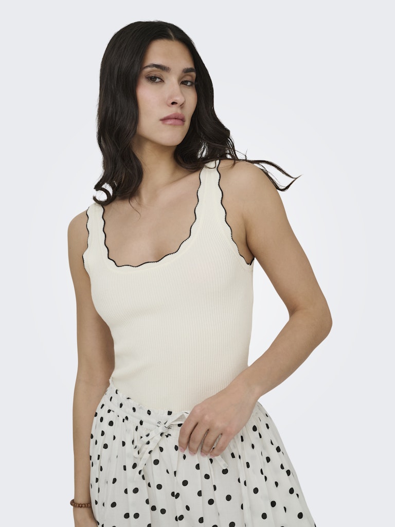 Jacqueline de Yong Nanna S/L Scallop Edge Top Knt Dames