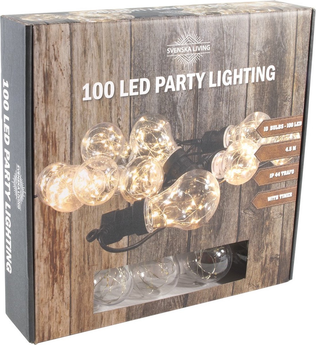 Partylight X10 100Warmled Ip44 Timer 3M 450Cm