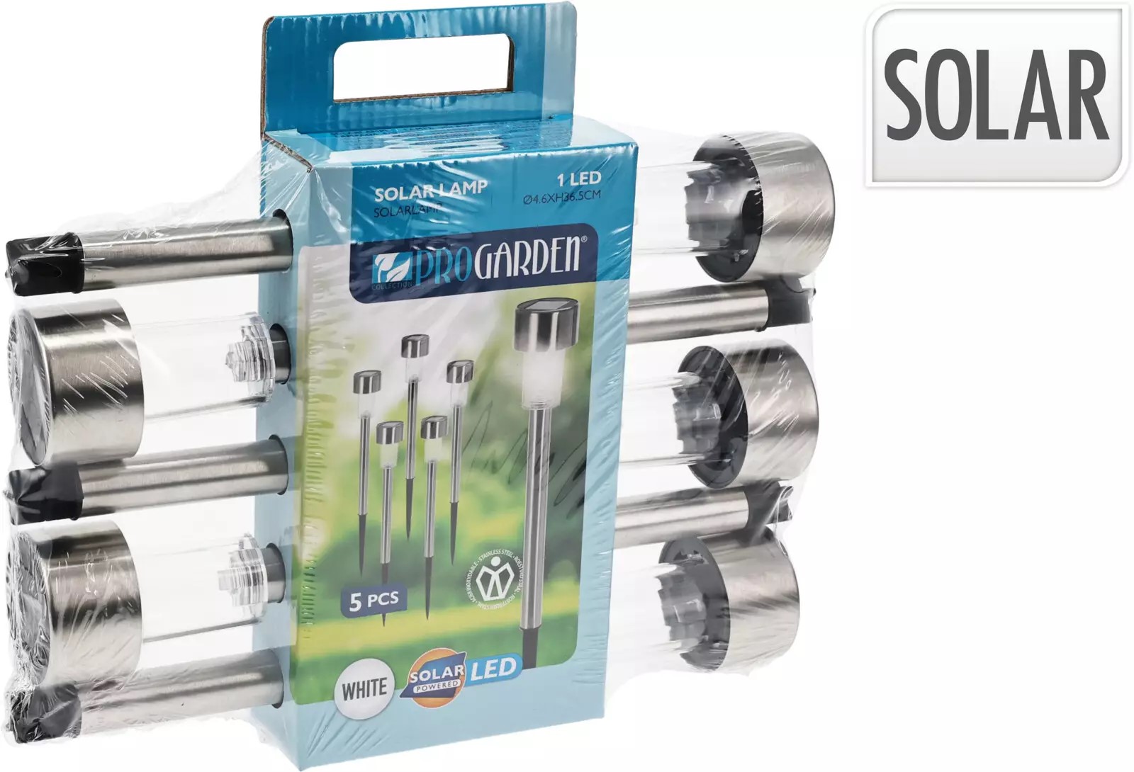 Solarlamp RVS Set Van 5 Stuks