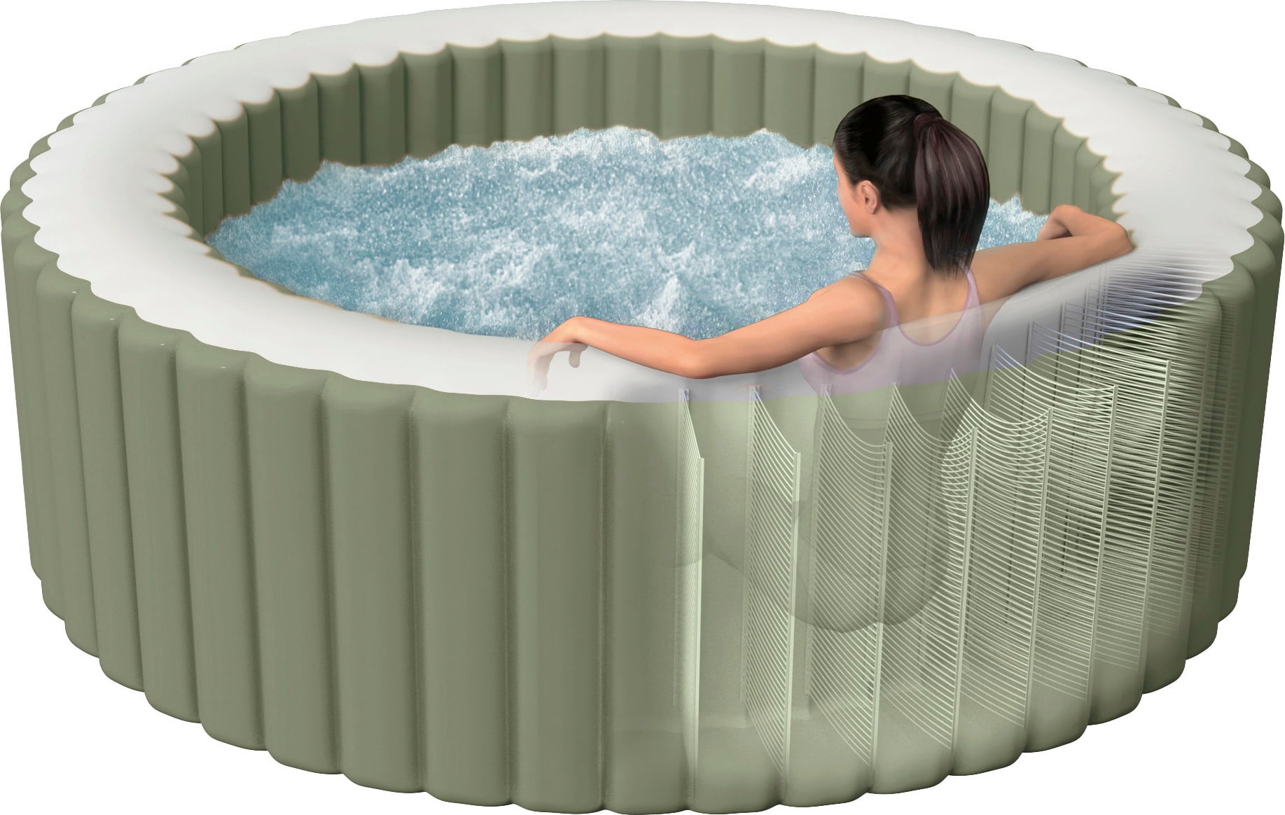 Intex 6-persoons Round Bubble Spa Set Olive Green