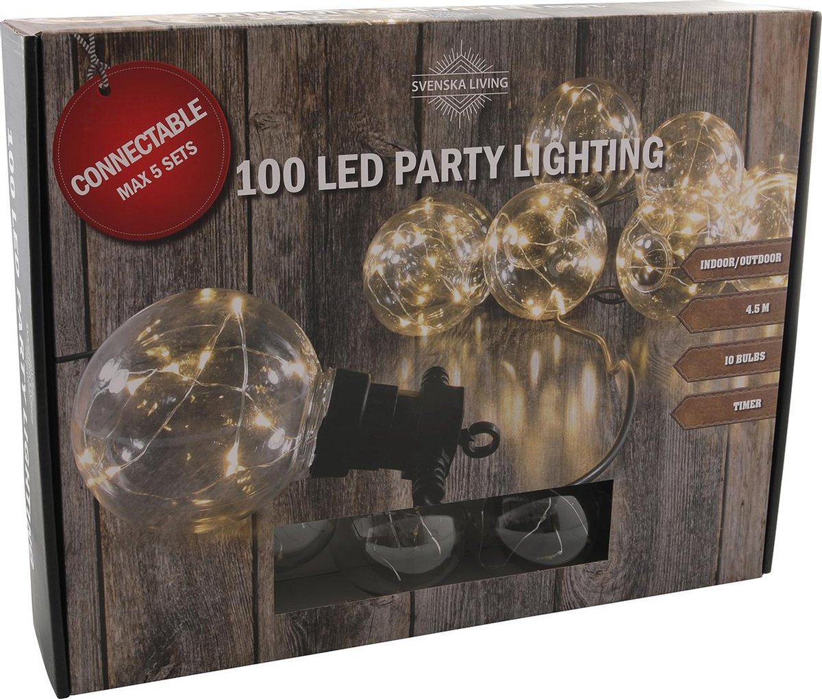 Partylight X10 Bol 100 Warm Ip44 Timer Connect 3M 450Cm