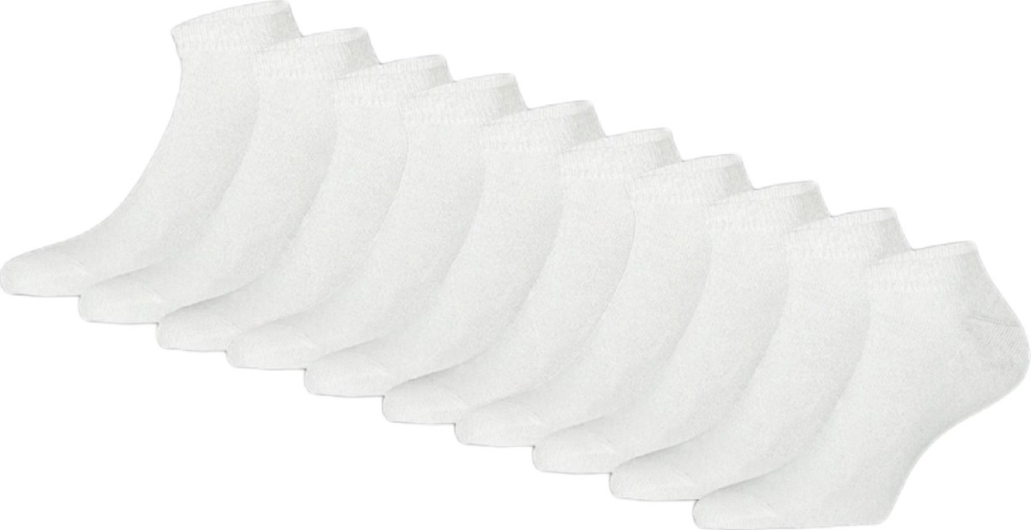 Apollo Adults No Show Sneaker Socks Basic 10-Pack - White - 36/41