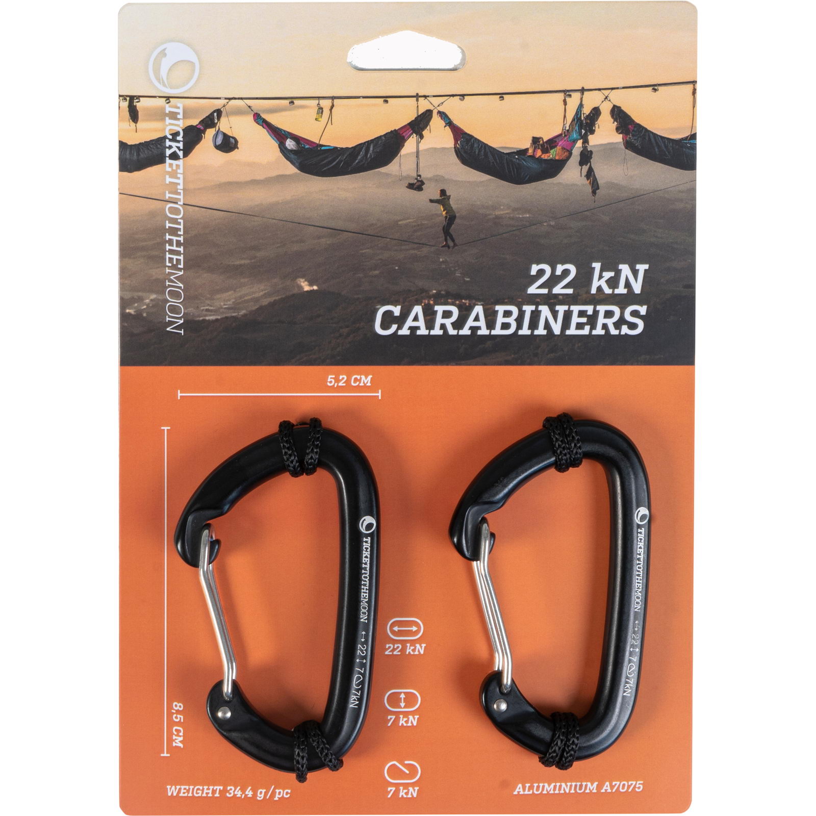 Ticket To The Moon Carabiner In Blister 2200Kg
