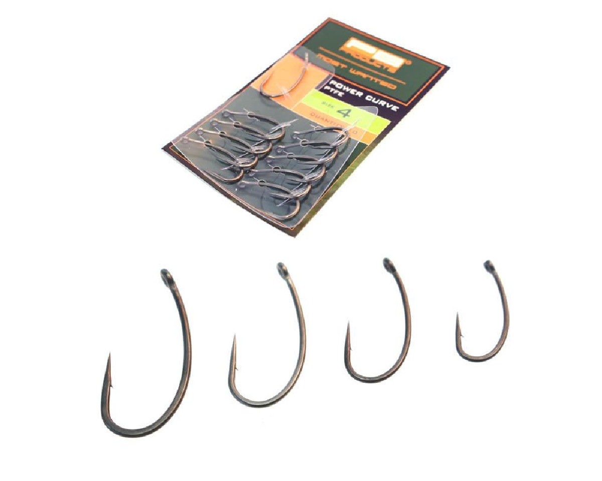 PB Products Power Curve Hook Ptfe Size 8 10Pcs