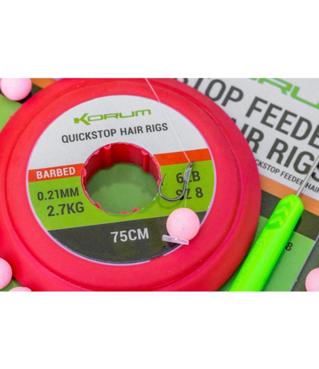 Korum Quickstop Feeder Hair Rigs Haak10 0.19mm 75cm