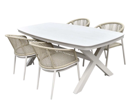 Leslie Living Tuintafel Davos Deens Ovaal 200 CM Crema
