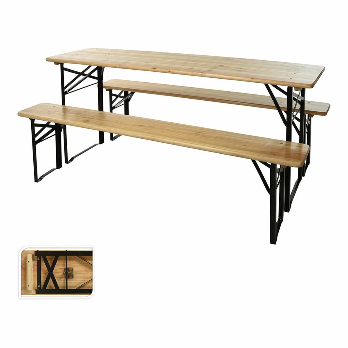 Tuintafel Met Banken Opvouwbaar Metaal Met Hout