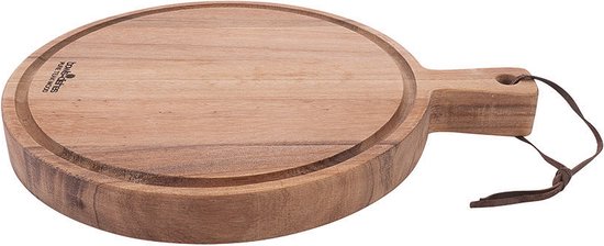 Pure Teak Wood Serveerplank Rond 30 Cm Met Sapgoot
