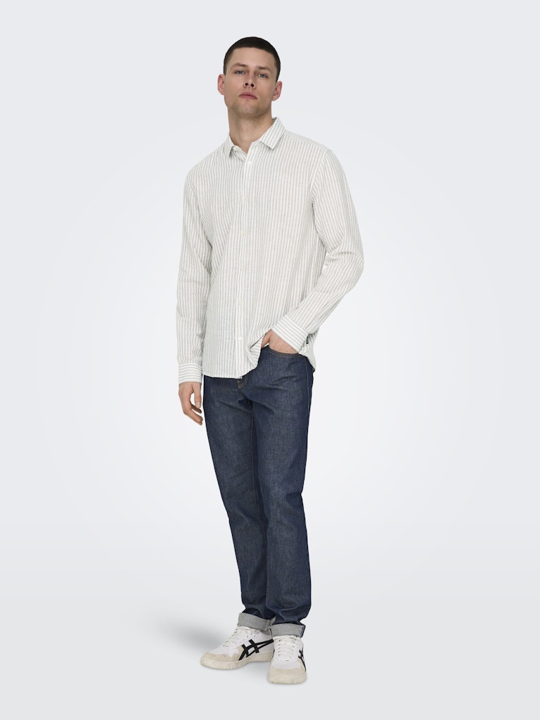 Only & Sons Caiden Ls Stripe Linen Shirt 660 Heren
