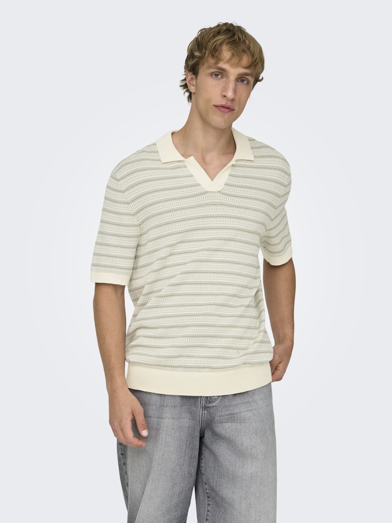 Only & Sons Tilo Life Reg SS Split Neck Knit Heren