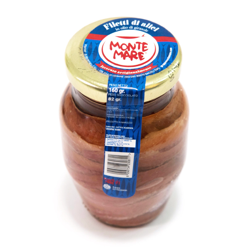 Monte Mare Ansjovisfilets In Zonnebloemolie 160Gr