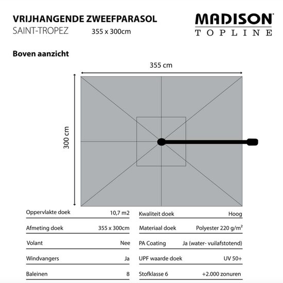 Madison Parasol Saint Tropez 355x300cm