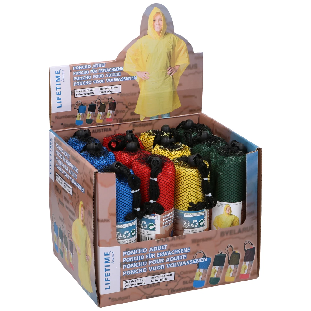 Lifetime Travel Poncho Adult 100X130Cm 4Ass PE