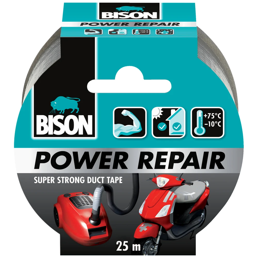 Bison Power Repair Tape Grijs Rol 25 Meter