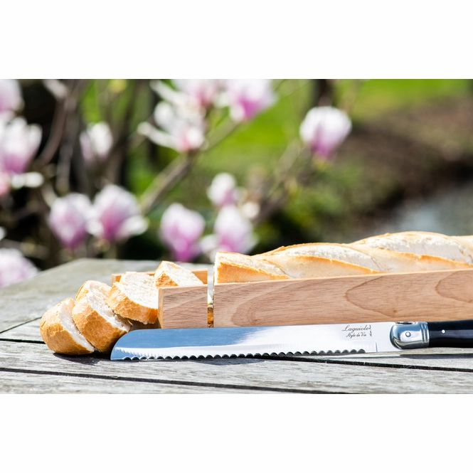 Laguiole Premium Line Broodmes Zwart Met Plankje Laguiole Premium Line Broodmes Zwart Met Plankje