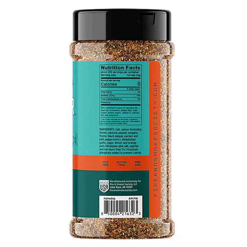 Fire & Smoke Society Rub Fish Monger Seasoning 269G