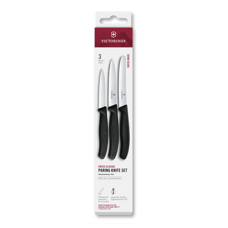 Victorinox Keukenset 3-Delig Swiss Classic - Glad/Kartel/Tafelmes - Zwart