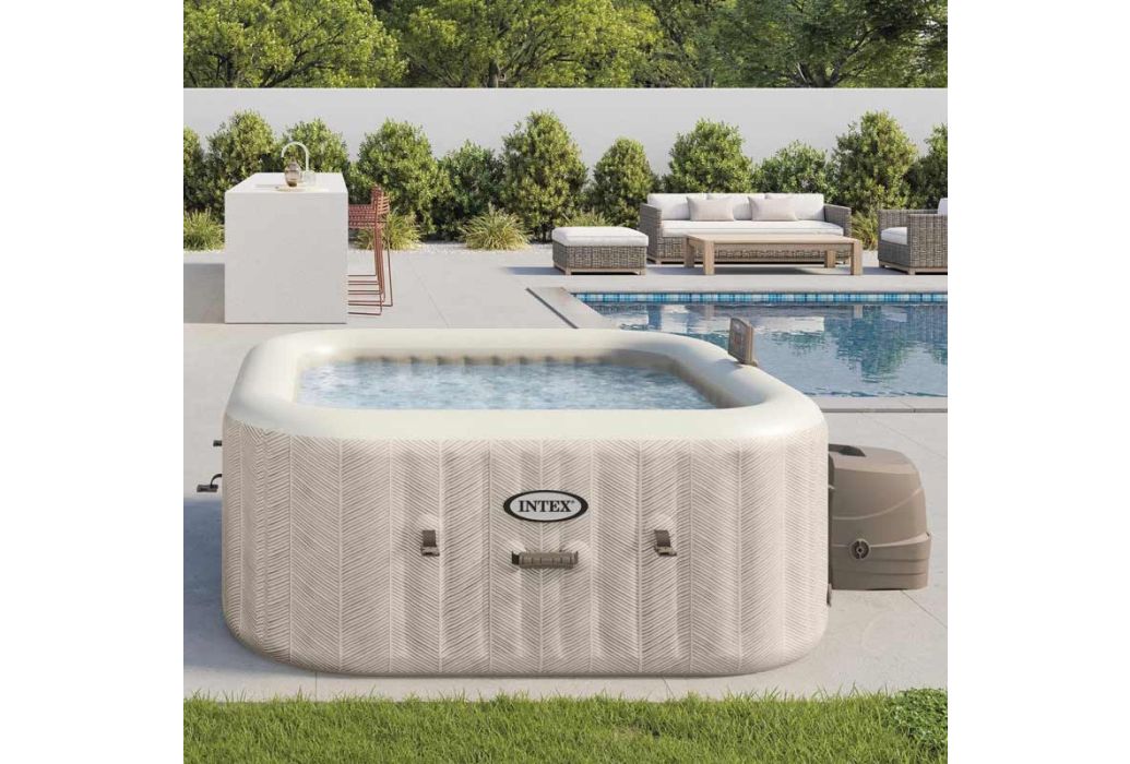 Intex 6-Person Chevron Deluxe Square Bubble Spa Set