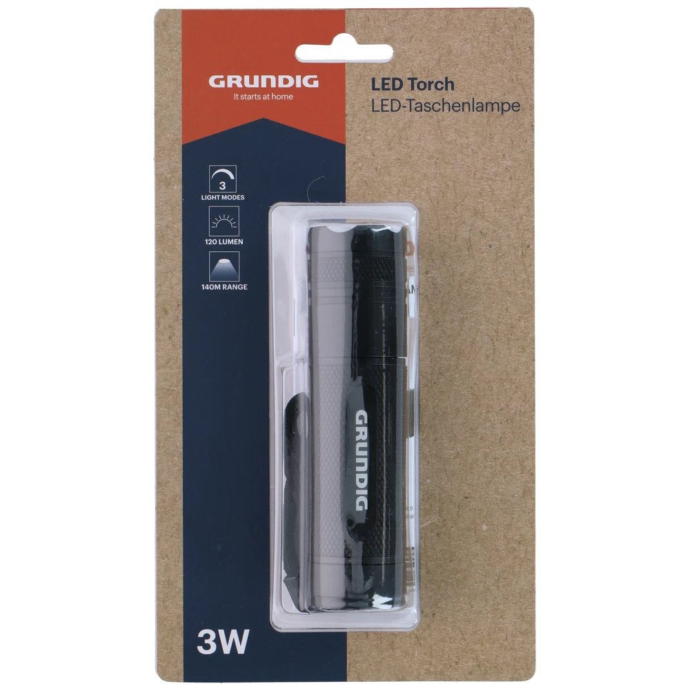 Grundig Zaklamp Led 3W 120Lumen 140M Bereik
