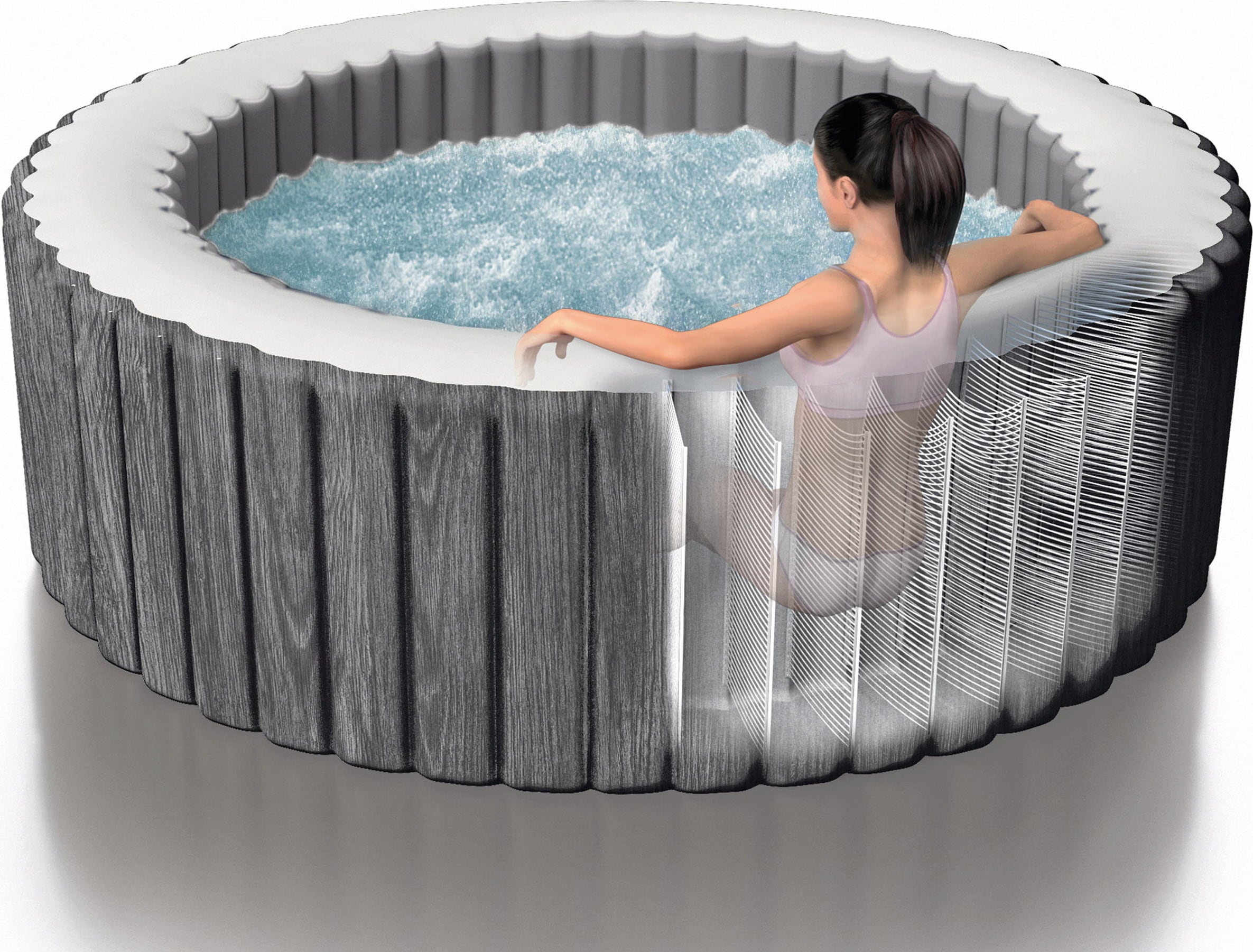 Intex 4-persoons Deluxe Round Bubble Spa Set Greywood