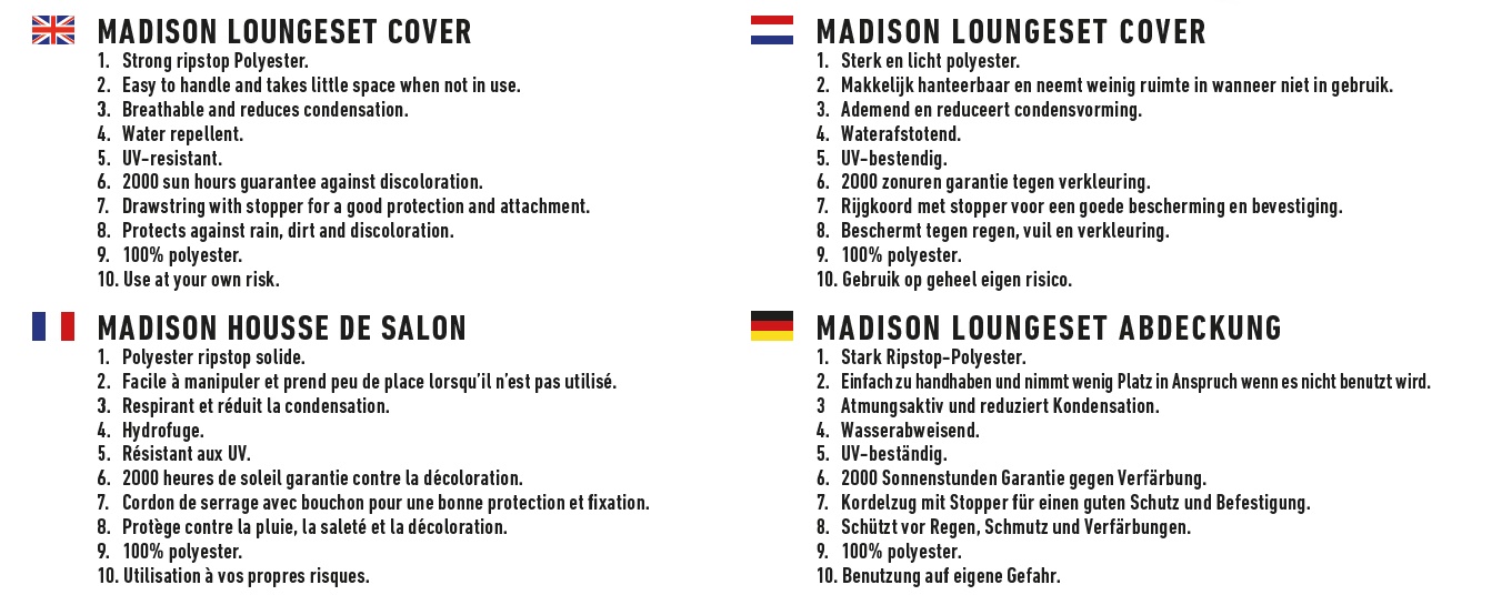 Madison Lounge Cover 270X210X65/90 Left Grey
