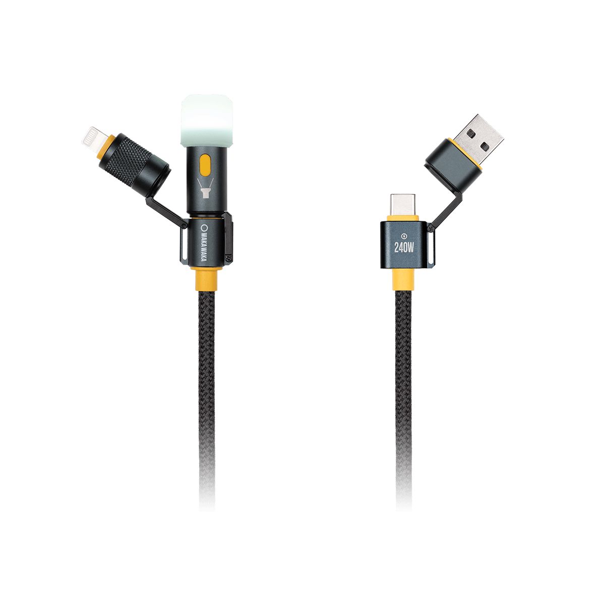 WakaWaka Connect Pro 5-in-1 USB Kabel 240W Met Zaklampje