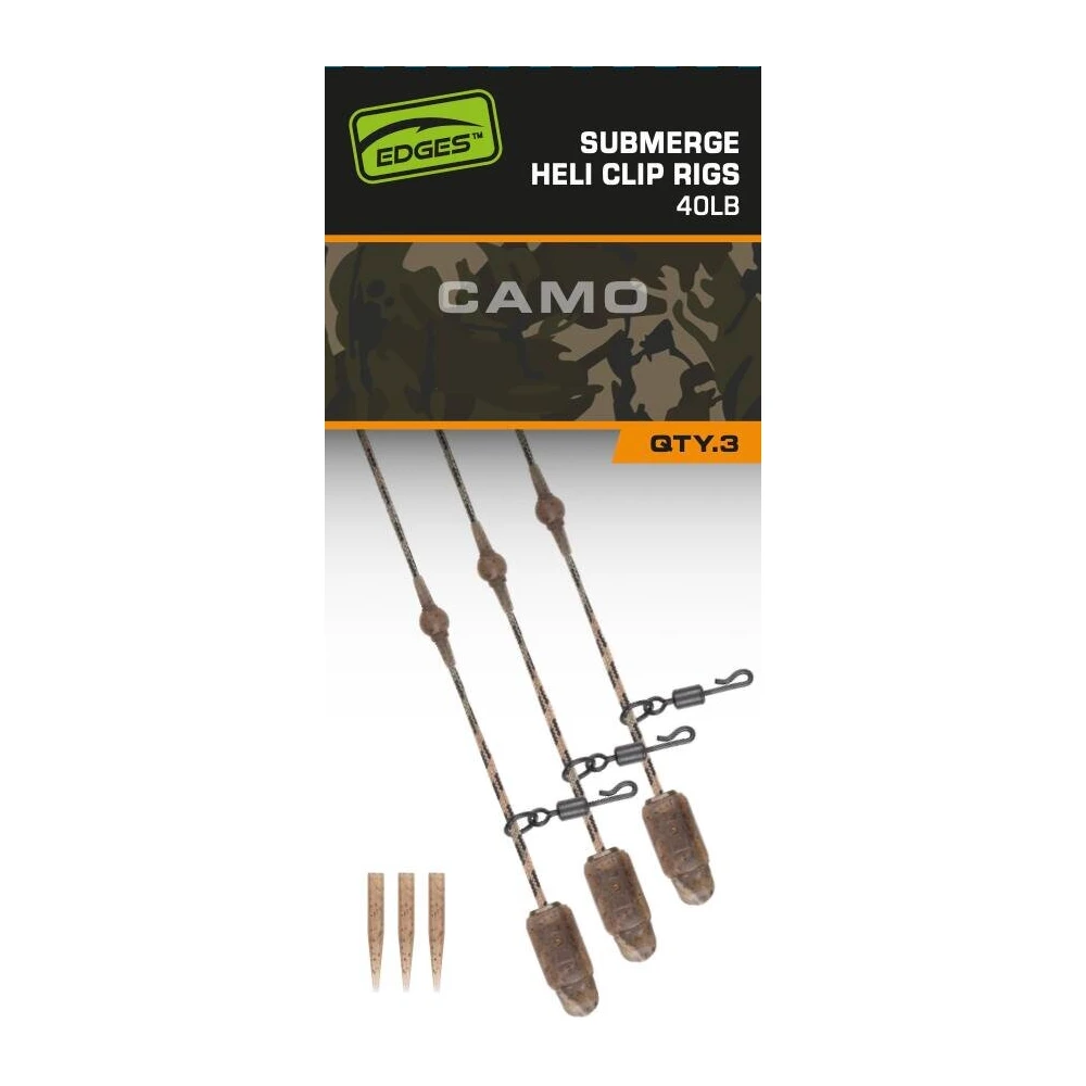 Fox Edges Camo Heli-Clip Rigs 40Lb Submerge