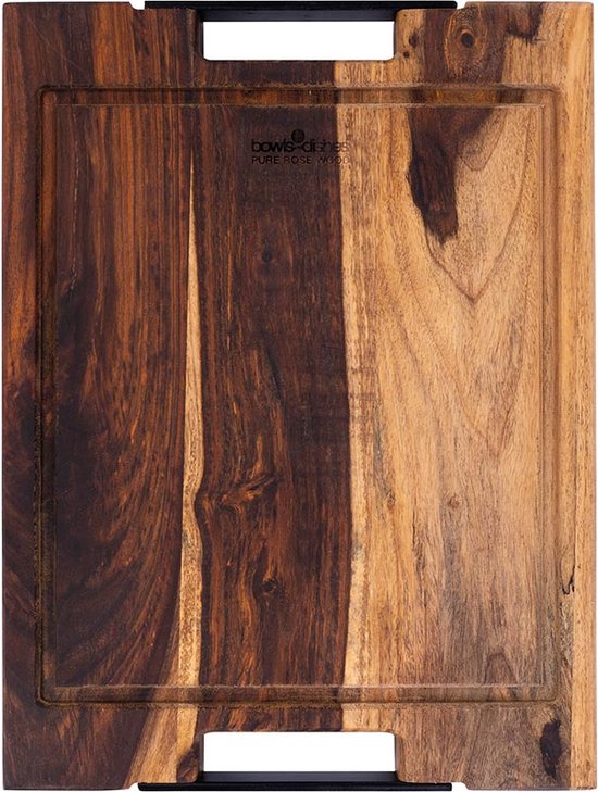 Pure Rose Wood Steakplank 40 x 30 Cm Met Sapgoot en Handvatten
