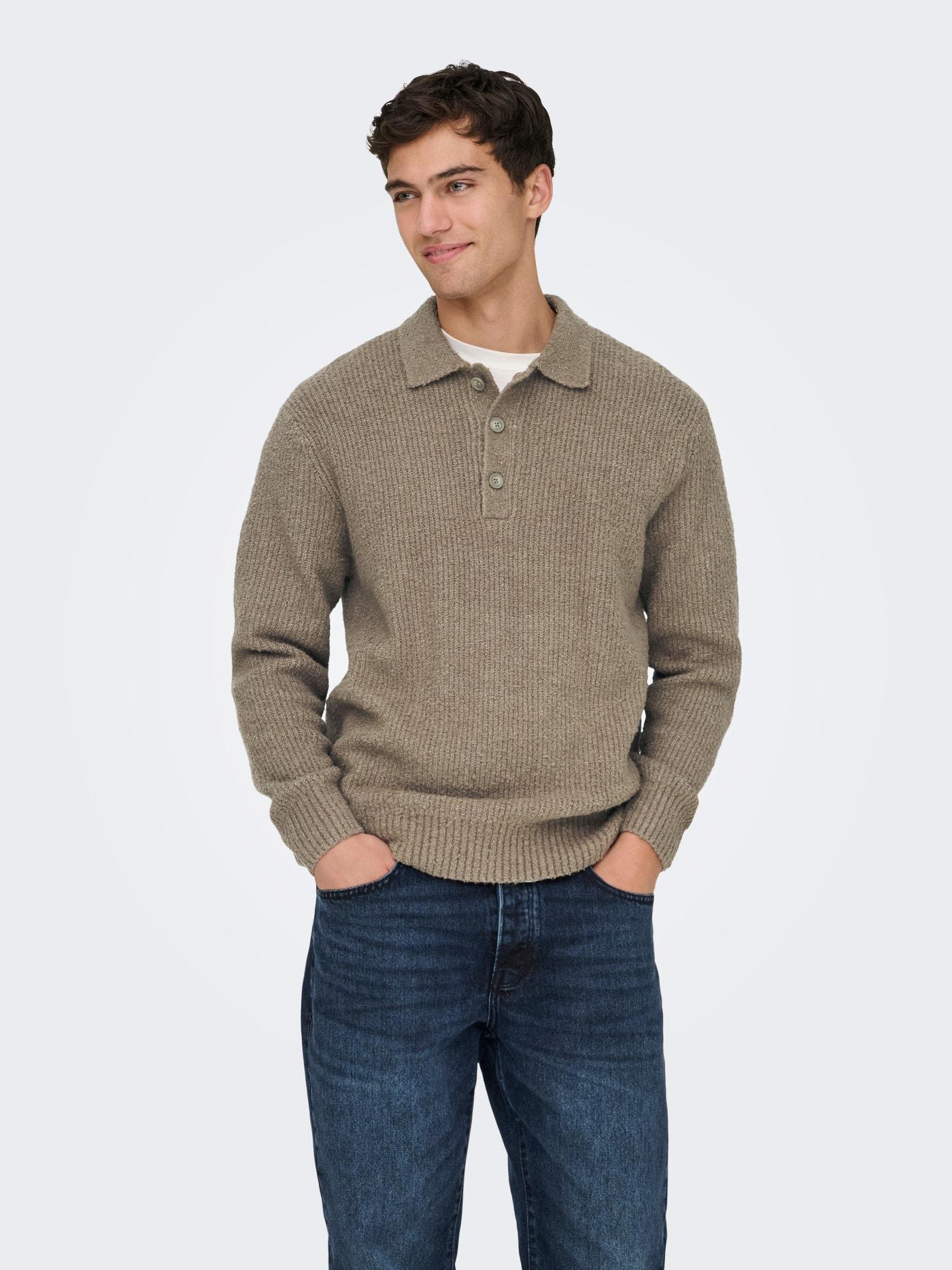 Only & Sons Dale Rlx LS Polo Knit Heren