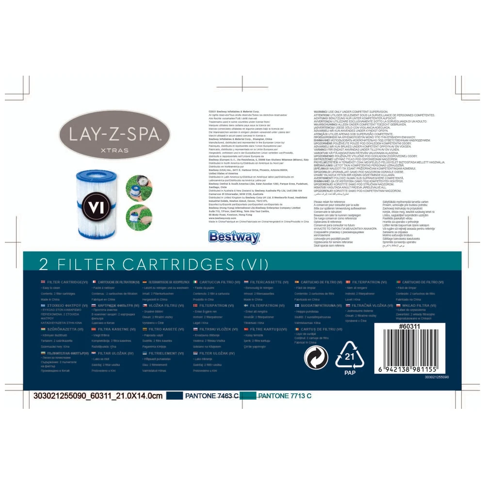 Bestway Lay-Z-Spa Cartridgefilter Bestway (Vi) Voor Lay-Z-Spa