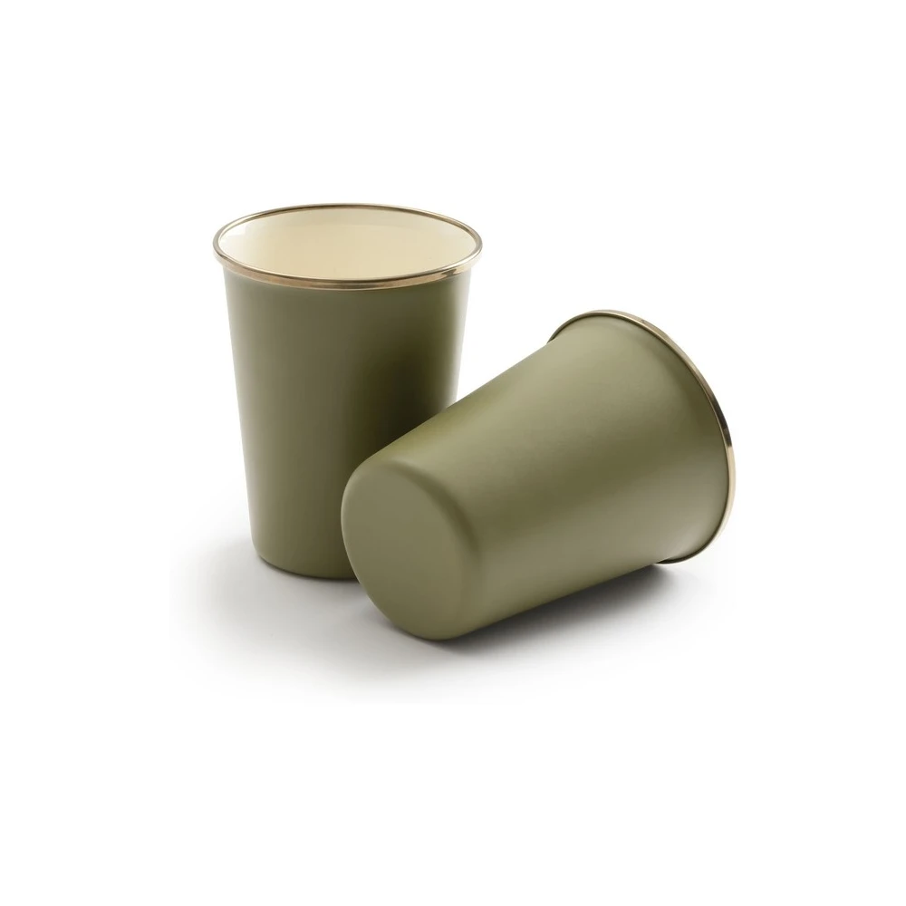 Barebones Enamel 2-Tone Tall Cup Set - Olive Drab