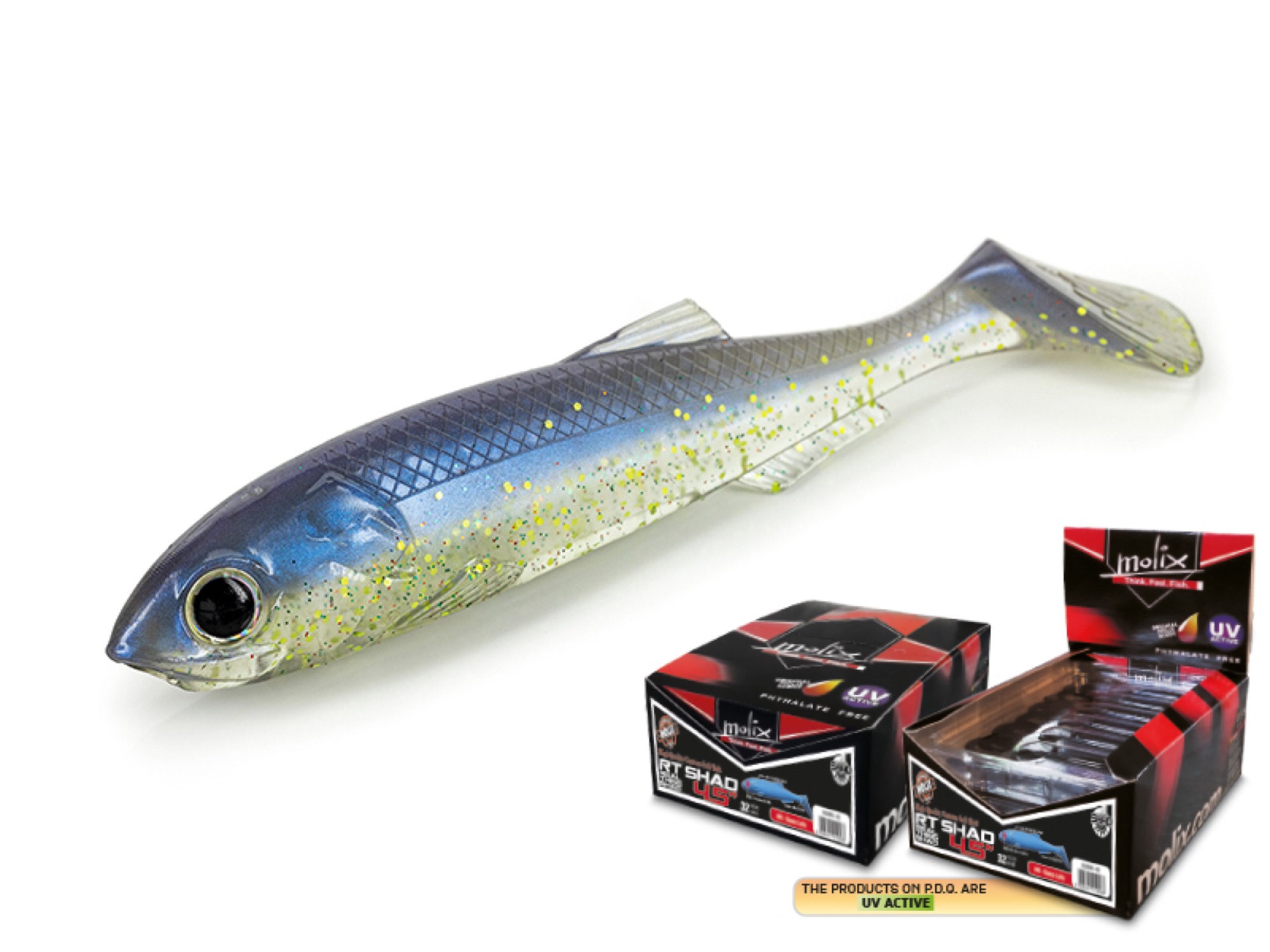 Molix RT Shad 4.5" Bulk Spray - #647 UV Blue Herring