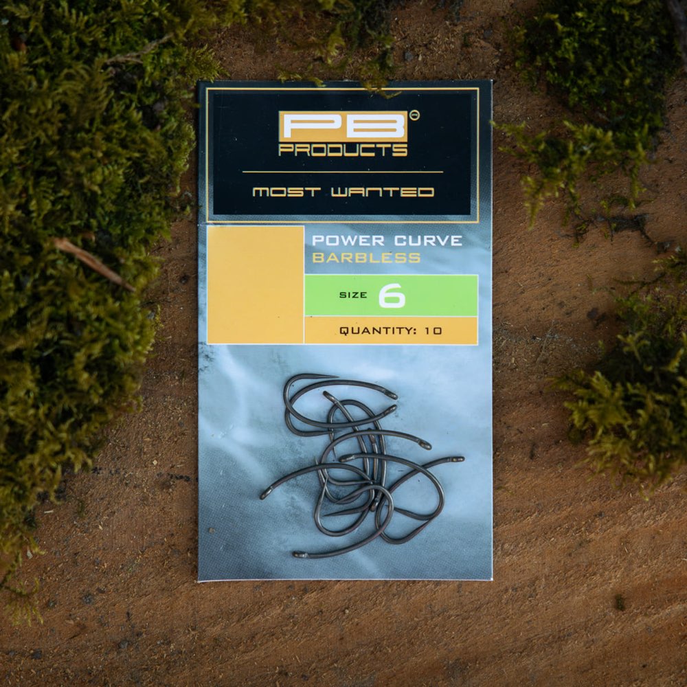 PB Products Power Curve Barbless Hook Ptfe Size 4 10Pcs