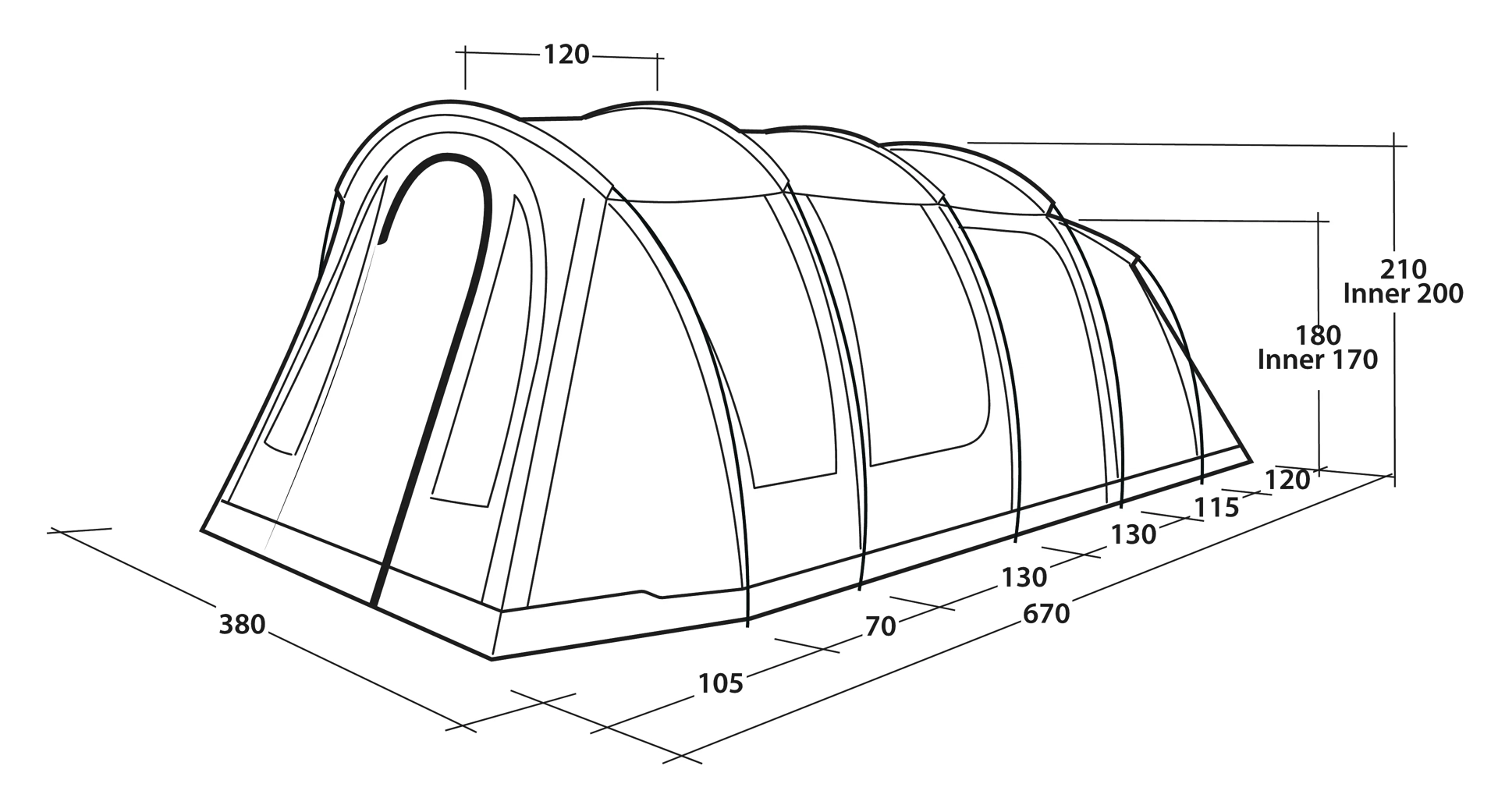 Outwell Opblaasbare Tunneltent Edmonds 6 TC