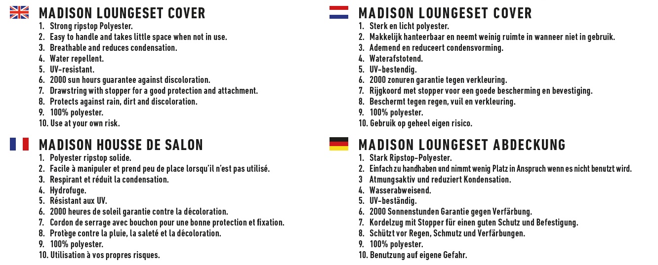 Madison Lounge Cover 320X255Xh70 Left Grey