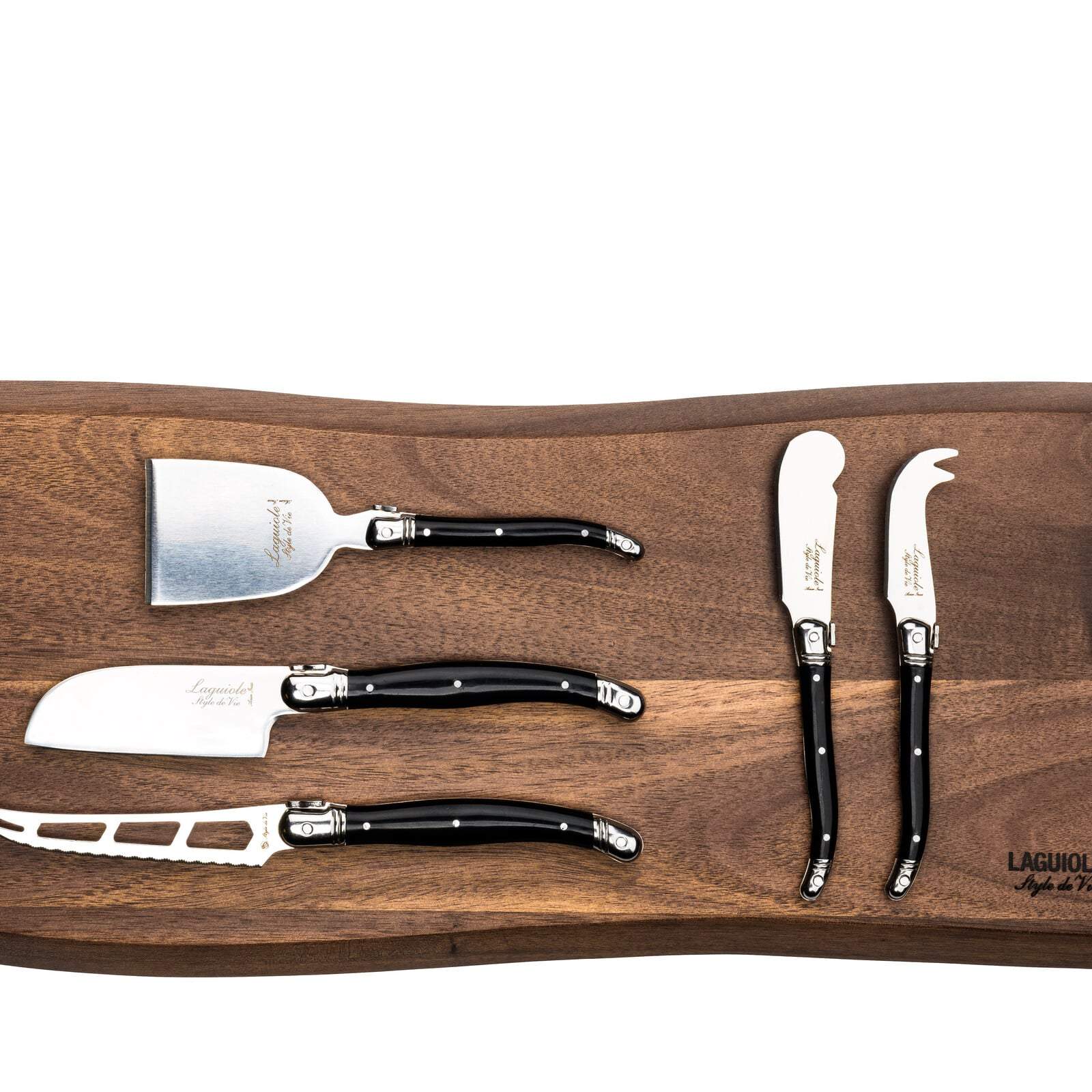 Laguiole Premium Line 5 Kaasmessen Zwart Met Serveerplank