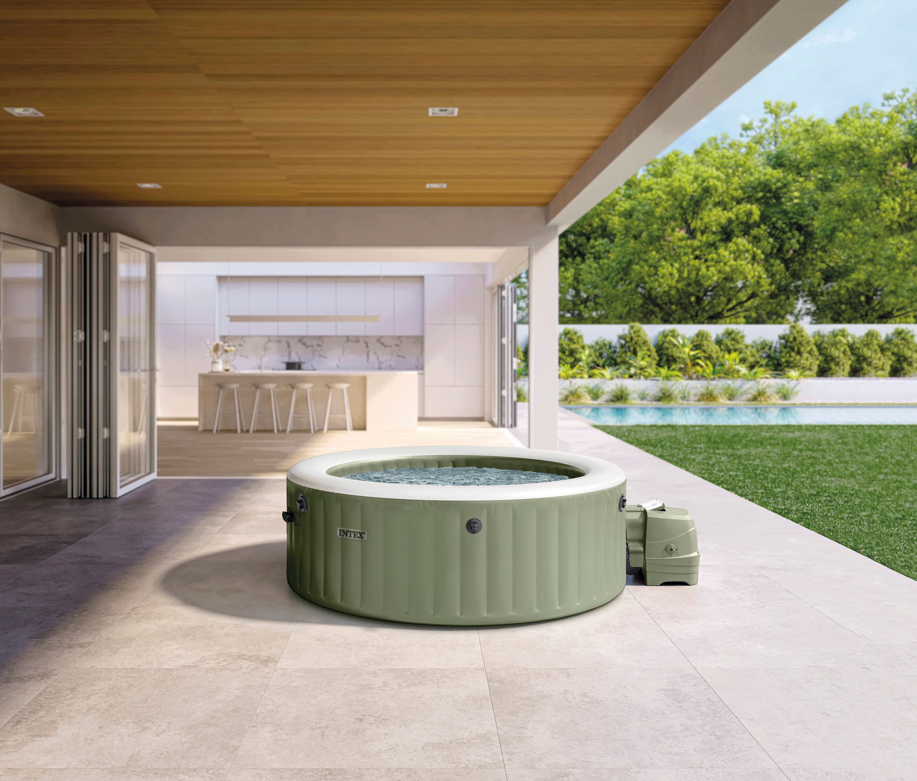 Intex 6-persoons Round Bubble Spa Set Olive Green