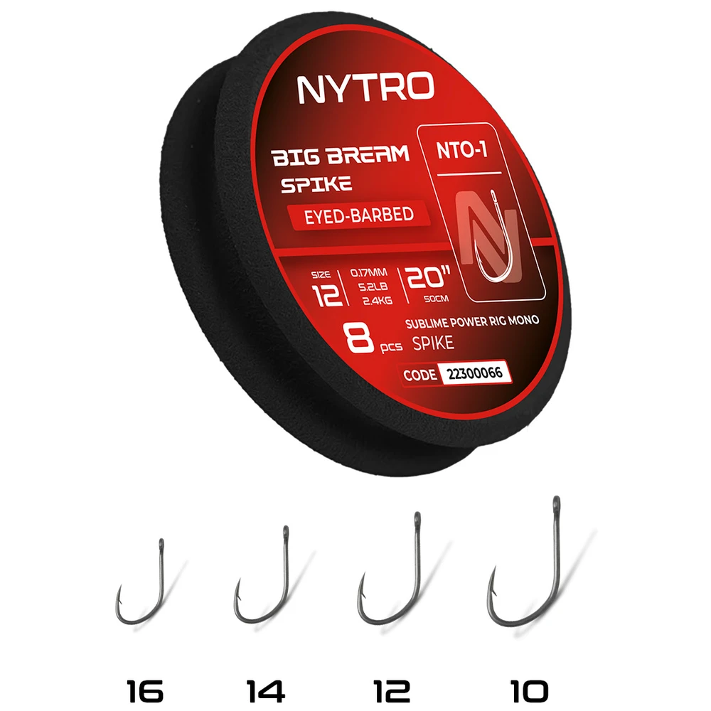 Nytro Big Bream Spike Eyed Barbed 50CM 0.17MM Haak12