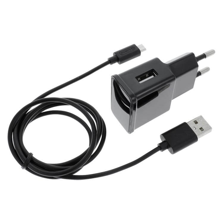 Stekker USB Lader USB-micro USB 1mtr Zwart