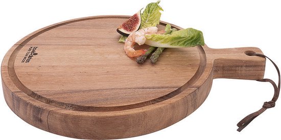 Pure Teak Wood Serveerplank Rond 30 Cm Met Sapgoot