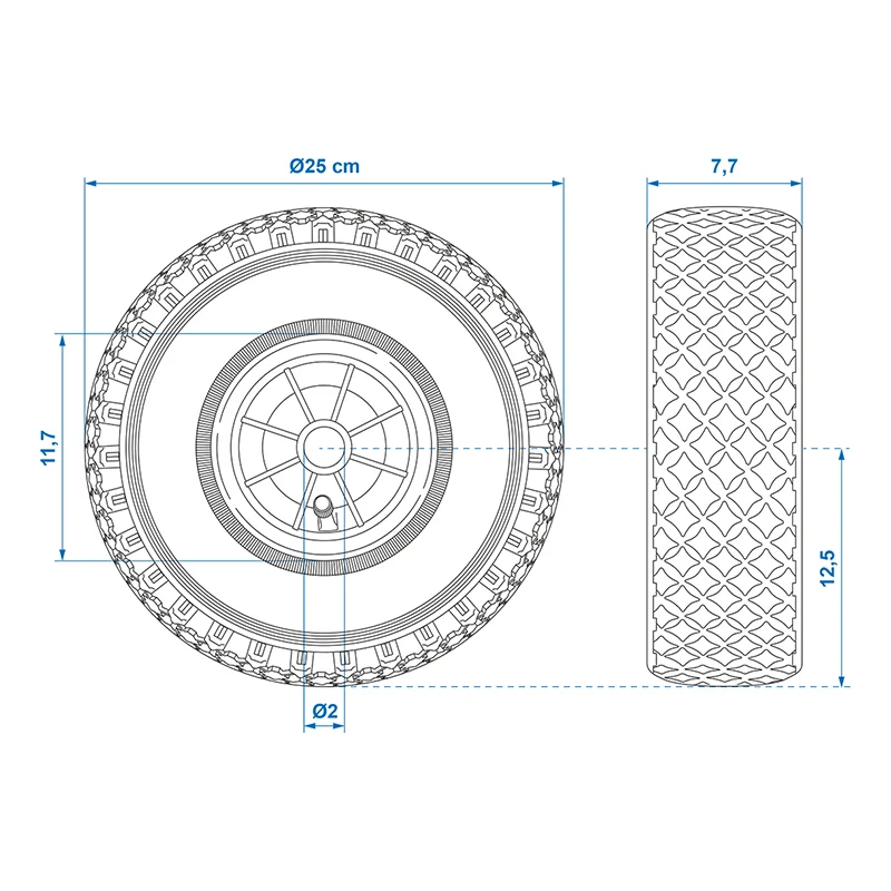 Neuswielbandje Kunststof Velg Met Luchtband 260X85Mm