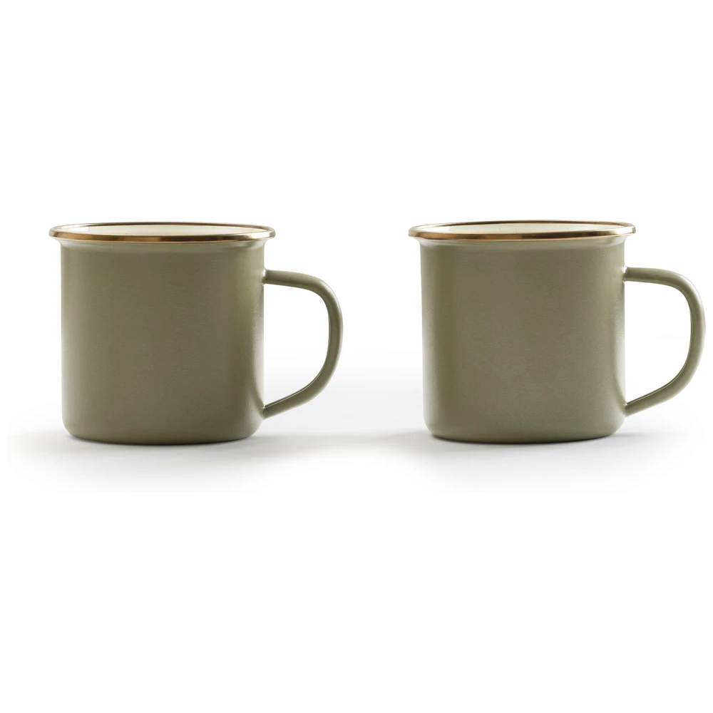 Barebones Enamel 2-Tone Mug Set - Olive Drab