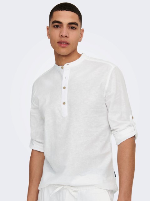 Only & Sons Caiden Ls Halfplackt Linen Shirt Heren