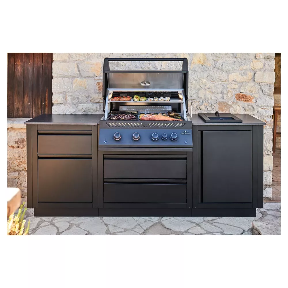 Napoleon Oasis Compact 105 Mat Zwart Met Big32-1 En Inbouw Sizzle Zone