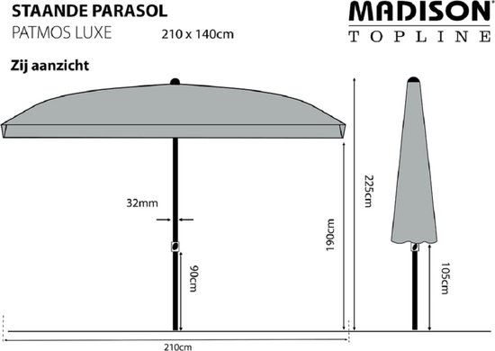 Madison Parasol Patmos Luxe 210X140Cm