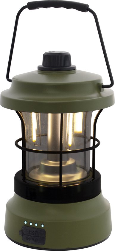 Eurotrail Retro Oplaadbare Windlamp - Olive