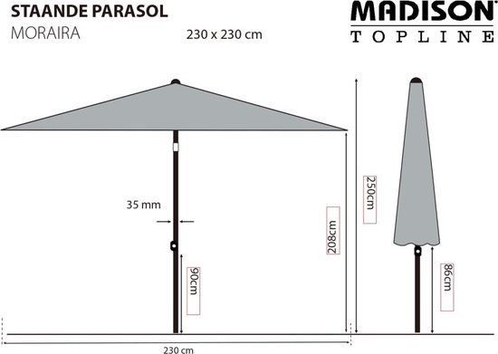 Madison Parasol Moraria Push-Up 230x230CM